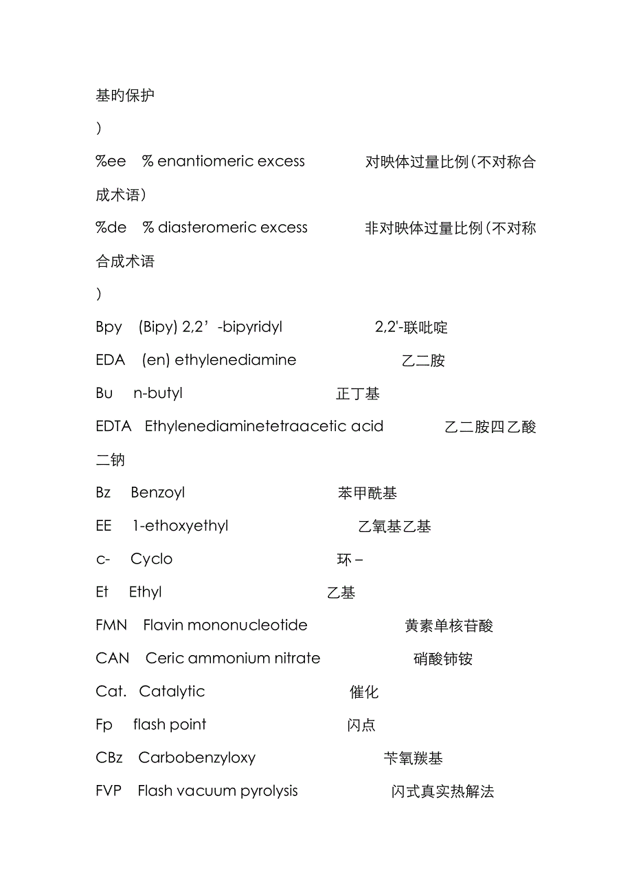 常见有机试剂的缩写及用途