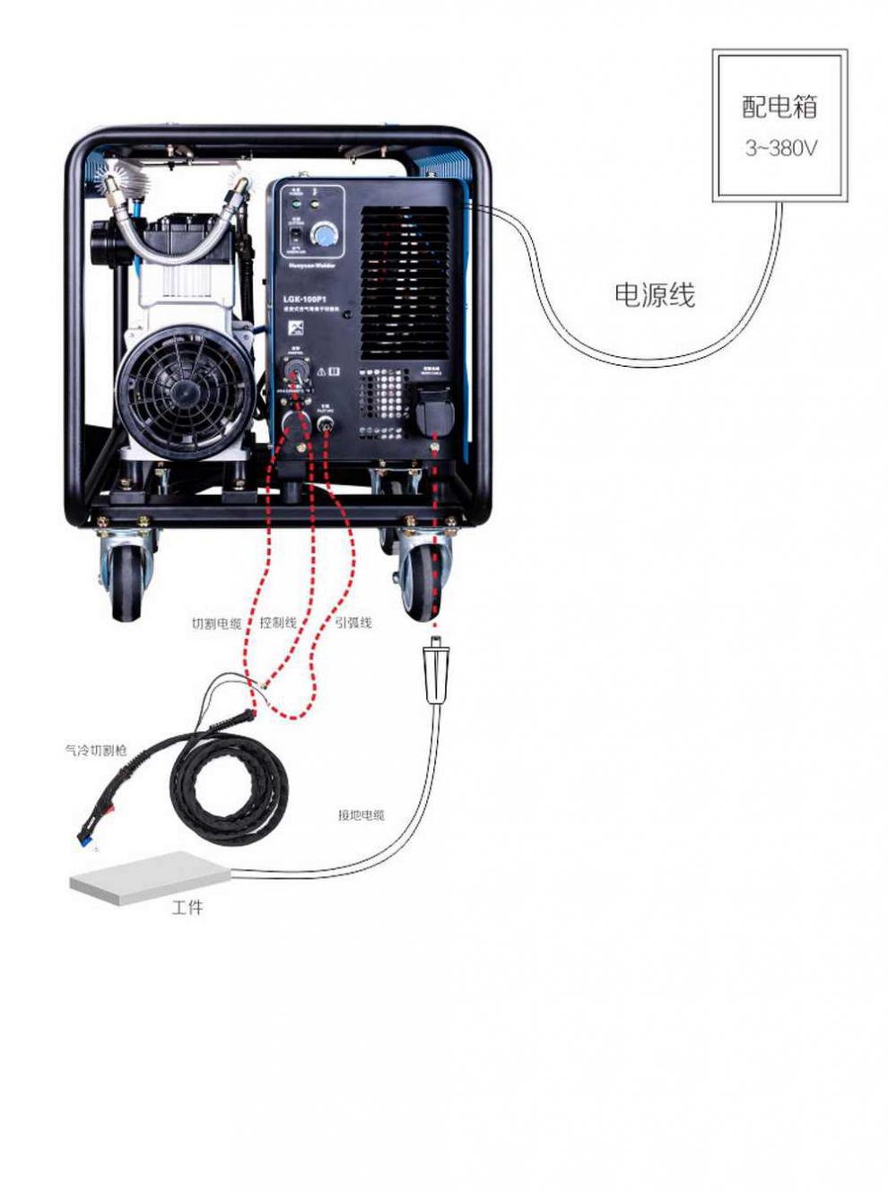 等离子切割机接气泵图