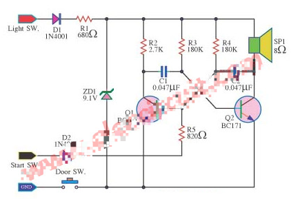 蜂鸣器声光报警电路