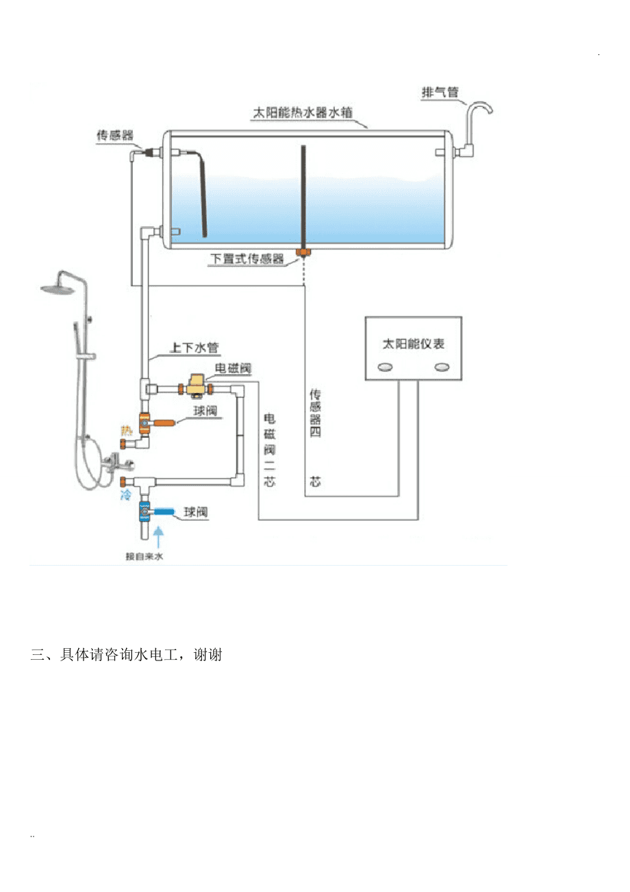 花洒与太阳能连接图