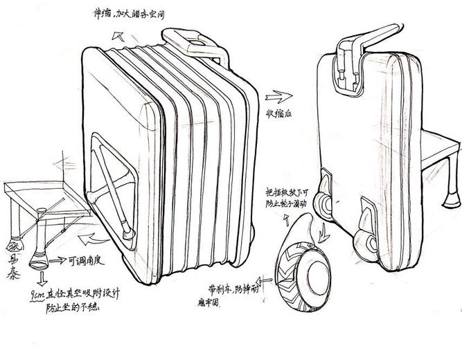 行李箱马克笔手绘图