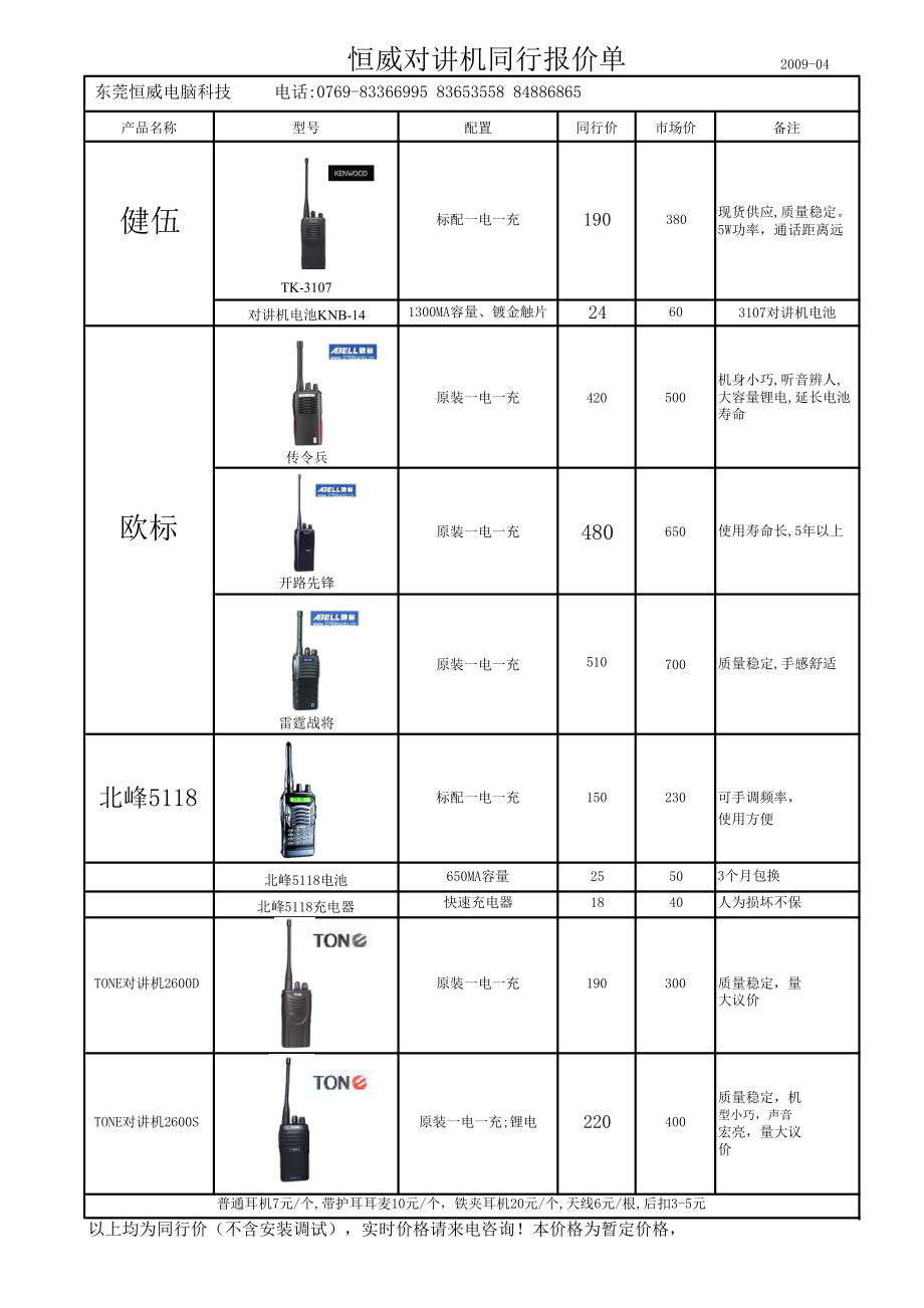 对讲机交接单