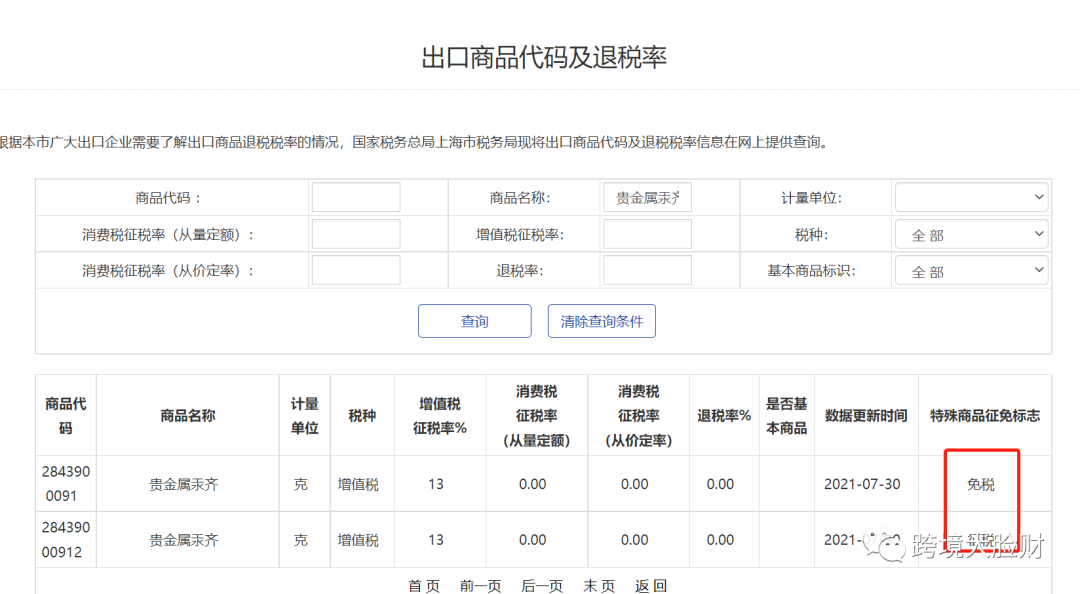 出口退税商品代码维护