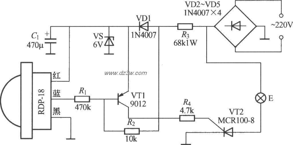 太阳能红外线感应灯电路图