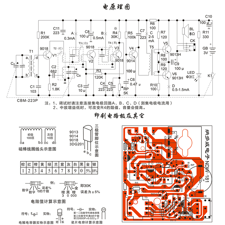 收音机元器件的测试与管脚处理