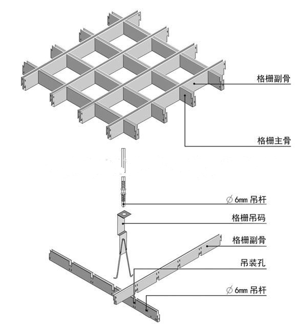格栅灯吊顶内安装示意图