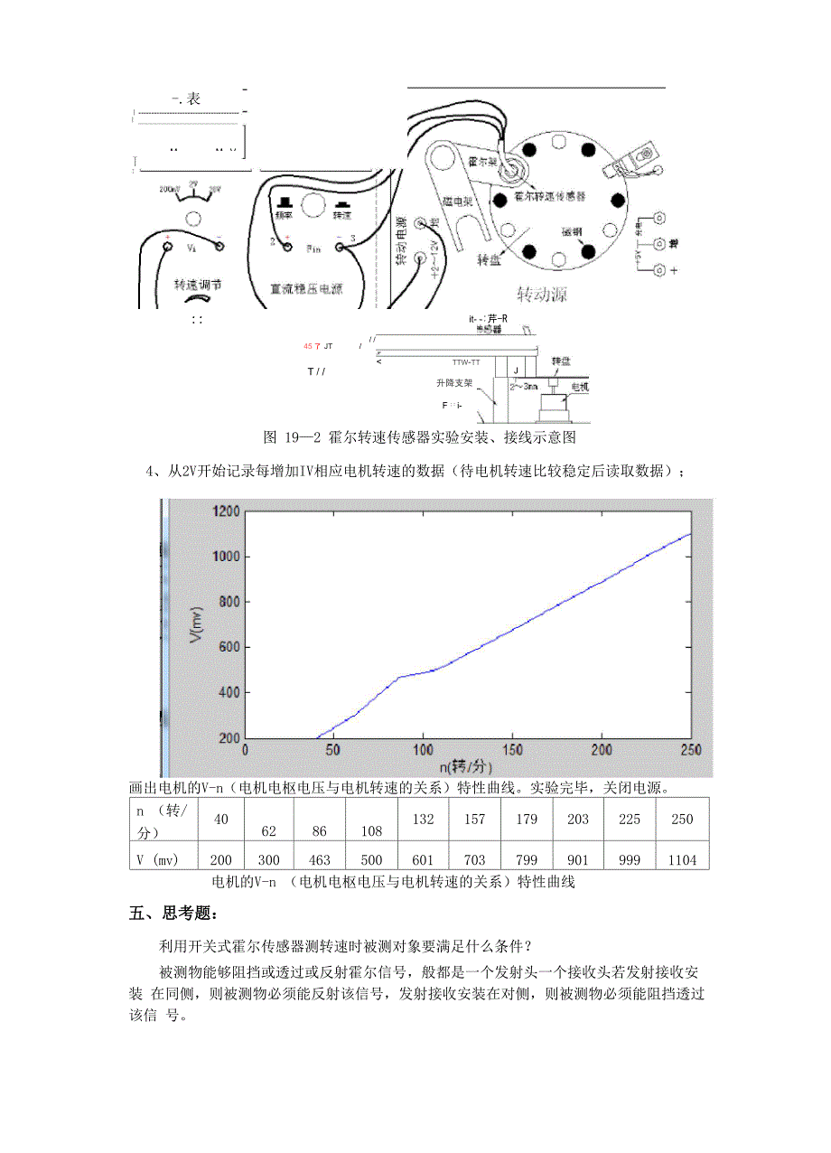 开关型霍尔传感器测转速和振动实验
