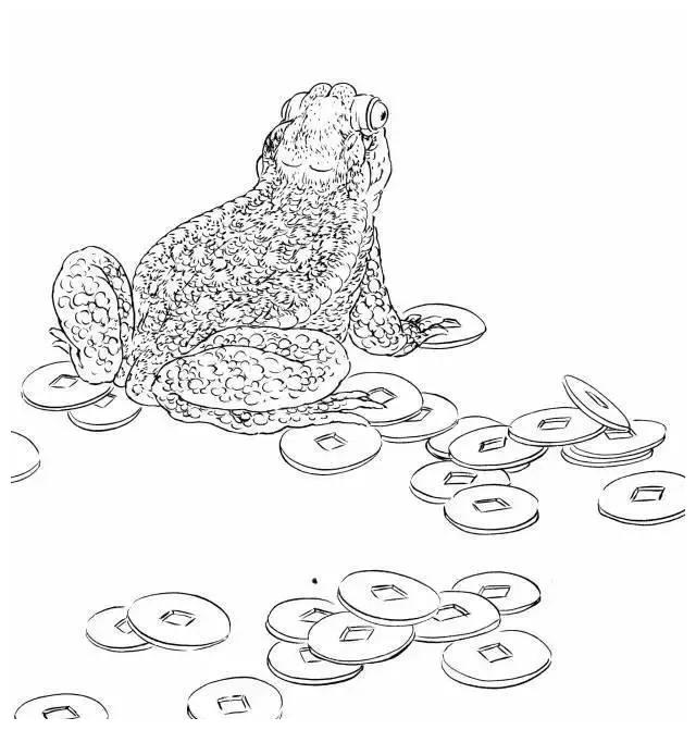 金蟾雕刻画线图