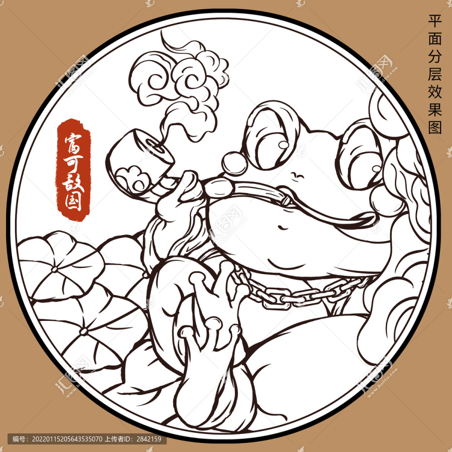 金蟾雕刻画线图